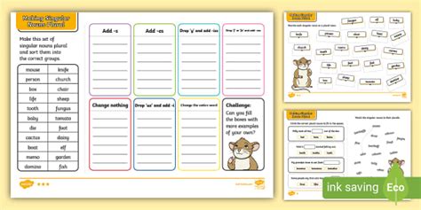 Making Singular Nouns Plural Activity Worksheets - Twinkl