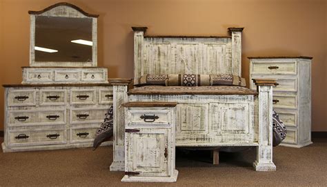 Dallas Designer Furniture | White Washed Rustic Bedroom Set