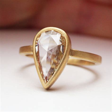 Rose Cut Pear Diamond Engagement Ring - The Antiquarian