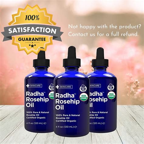 Radha Beauty USDA Certified Organic Rosehip Seed Oil, 100% Pure Cold ...