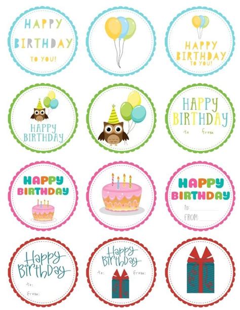 FREE Printable Birthday Gift Tags | Birthday labels printables, Free ...