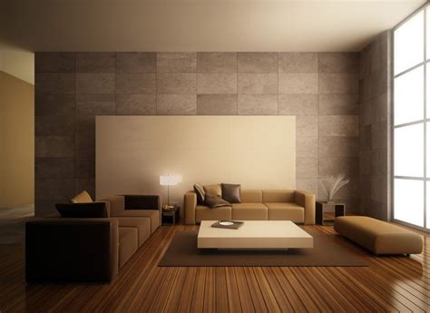 Minimalist Modern Brown Living Room Design Ideas With Large Sized Tiles ...