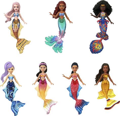 Disney The Little Mermaid Ariel and Sisters Small Doll Set with 7 ...