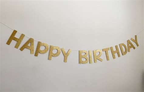 Gold Happy Birthday Banner Gold Birthday Banner Happy - Etsy