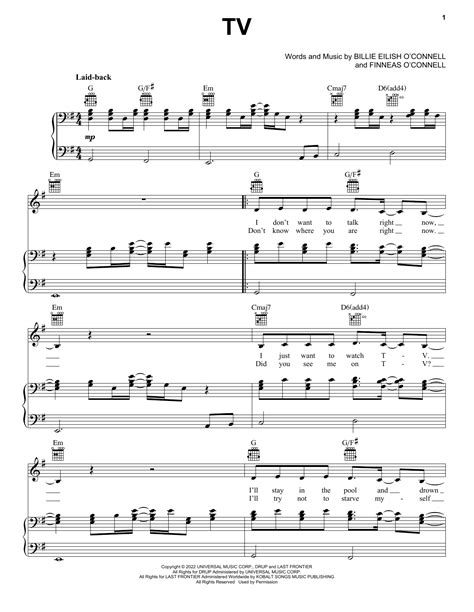 Billie Eilish "TV" Sheet Music Notes | Download Printable PDF Score 1312320