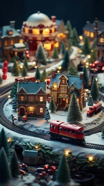 Premium Photo | Festive Christmas Train Set Circling Miniature ...