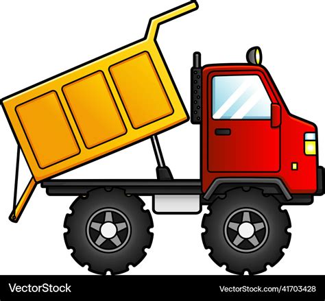 Dump truck cartoon clipart colored Royalty Free Vector Image