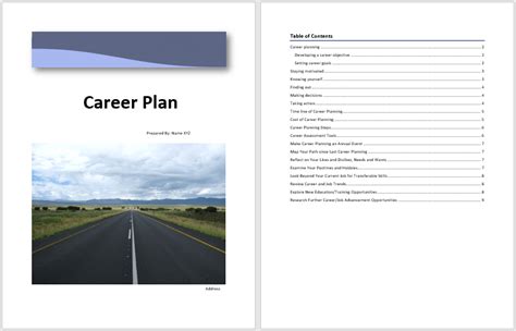 Career Plan Template Word