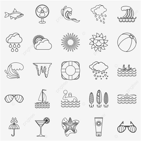 Island Life Icons Set, Thin, Paradise, Game PNG and Vector with ...