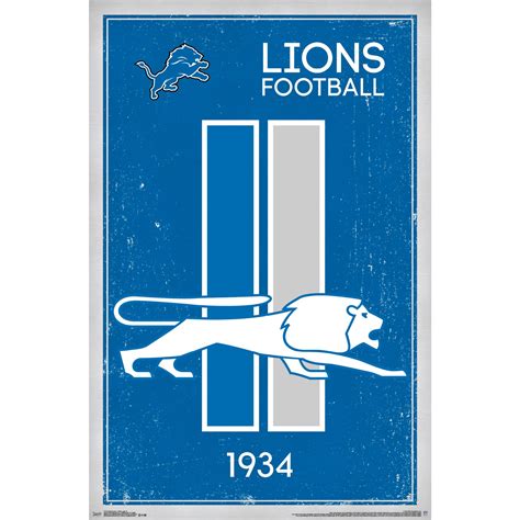 Detroit Lions 22'' x 34'' Retro Logo Poster - Walmart.com - Walmart.com