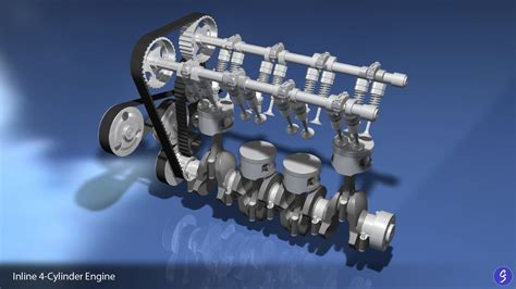 Engine Inline Four-Cylinder 3D model | CGTrader