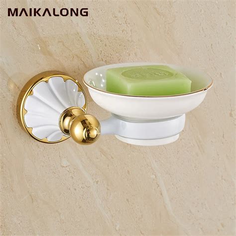 New gold and white finish brass soap dish/soap holder /bathroom ...