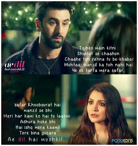 Ranbir Kapoor Anushka Sharma ae dil hai mushkil | Love song quotes ...