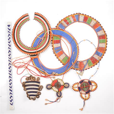 Lot 194 - Small collection of Maasai coloured beadwork.