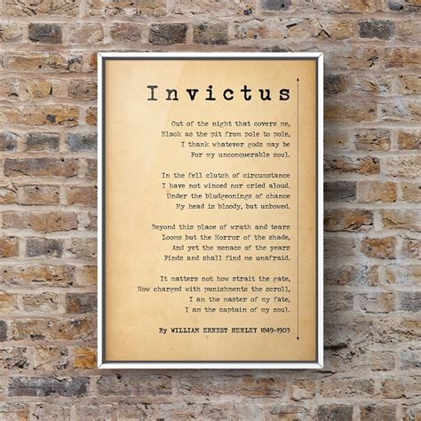 Invictus Invictus Poem by William Ernest Henley Poster Print | Etsy