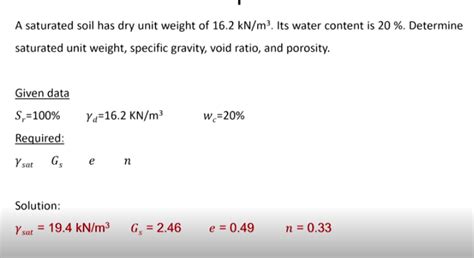 Solved A saturated soil has a dry unit weight of 16.2kN/m^3. | Chegg.com