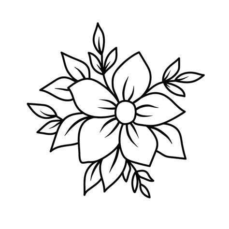 Premium Vector | Simple sketch with a flower and leaves vector ...