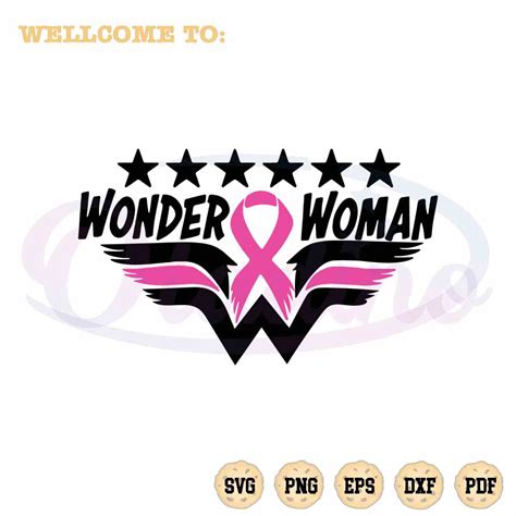 Wonder Woman Fight Cancer SVG Pink Ribbon Files For Cricut