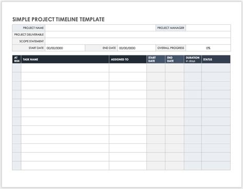 Simple Project Timeline Template Word