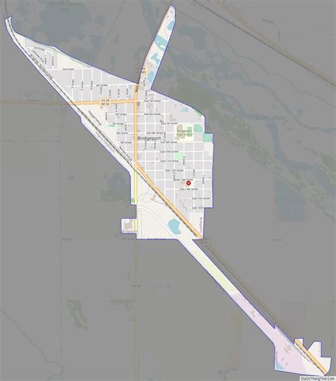 Map of Bridgeport city, Nebraska