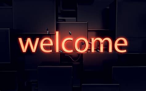 Welcome Wallpaper 4K, Neon glow, Dark background