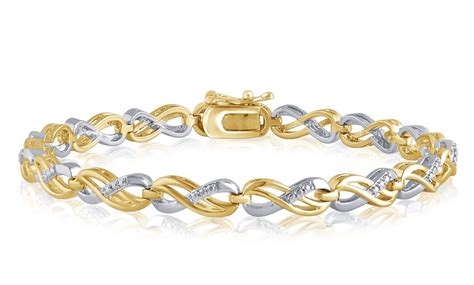 Diamond Accent Infinity Bracelet in 14K Gold Plating | Groupon