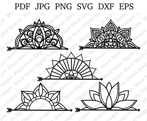 Half Mandala Svg Half Mandalas Svg Half Mandala Monogram - Etsy Finland