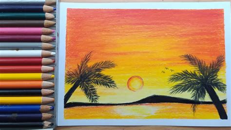 Sunset Drawing Color Pencil