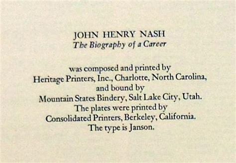 JOHN HENRY NASH. THE BIOGRAPHY OF A CAREER by HARLAN, Robert D.: Fine ...