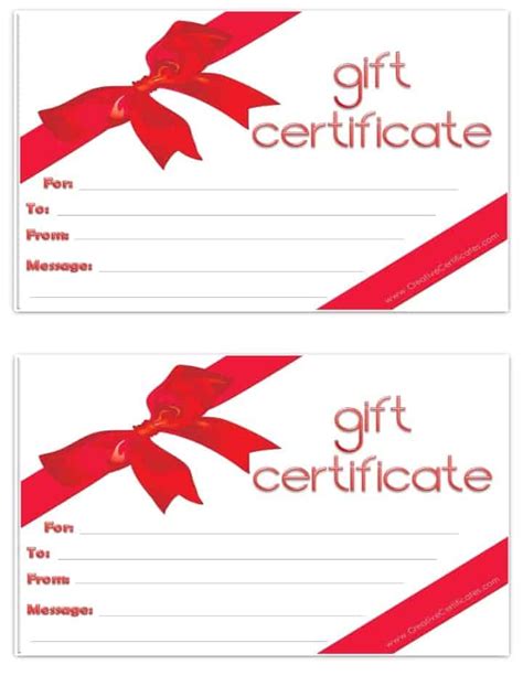 Generic Gift Certificate Template