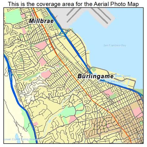 Aerial Photography Map of Burlingame, CA California