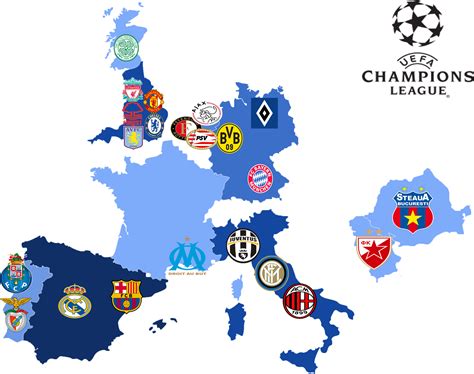 Mapa ze zwycięzcami Champions League - s/PiłkaNożna