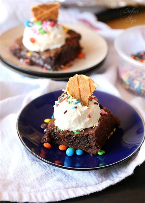 Ice Cream Sundae Brownies - Cookies and Cups