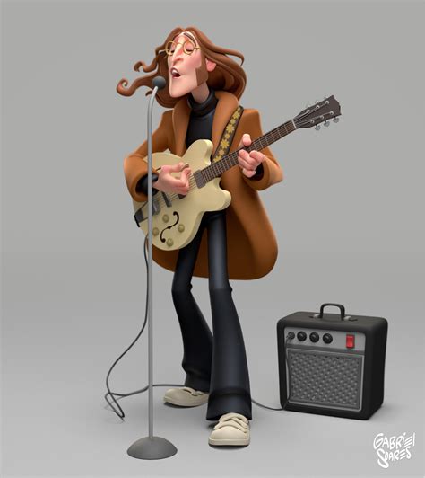 Wallpaper : artwork, digital art, Gabriel Soares, John Lennon, guitar ...