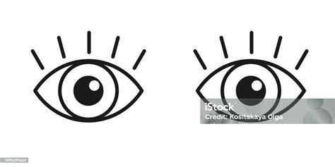 Black Isolated Outline Icon Of Pair Eyes With Eyelash On White ...