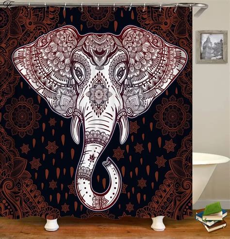 Elephant shower curtains bathroom curtain Elephant Polyester Fabric ...