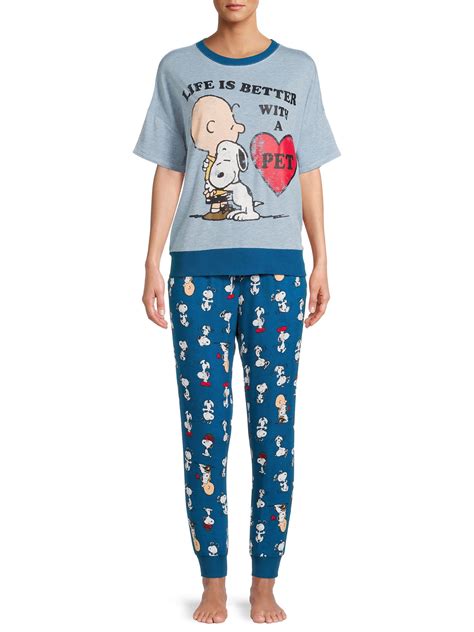 Peanuts Women’s Snoopy Pajama Set, 2-Piece - Walmart.com