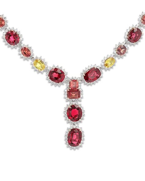 Red Spinel and Colored Sapphire Necklace | Spinel jewelry, Dramatic ...