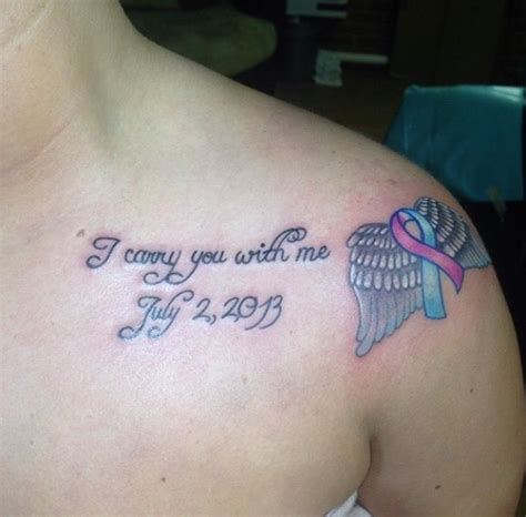 Memorial tattoo: I carry you with me. Angel Baby wings and pink & blue ...