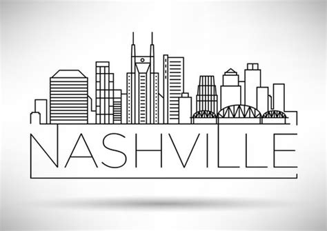 Nashville Skyline Black And White Outline Clipart