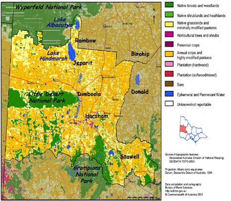 Location and land use types in the Wimmera region, Victoria, Australia ...