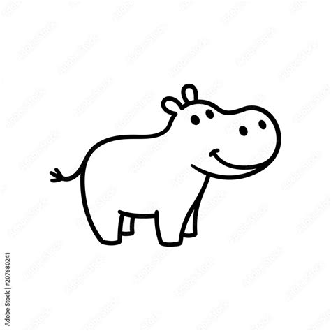 Cute cartoon hippo Stock Vector | Adobe Stock