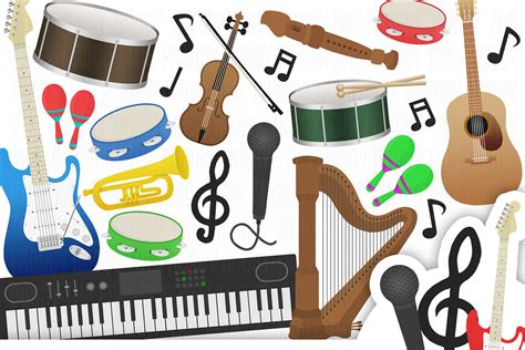 Musical Instruments Cliparts | Custom-Designed Illustrations ~ Creative ...