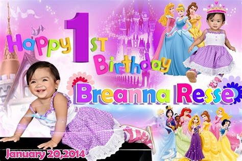 Disney Princess sample Tarpaulin Template for First Birthday | Birthday ...