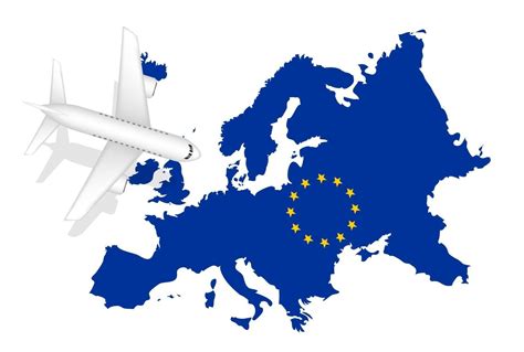 airplane flight travel to europe on europe map 2263877 Vector Art at ...