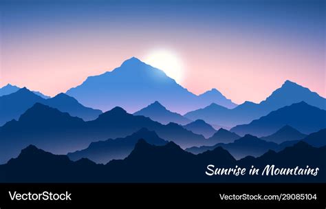 Sunrise in mountains morning landscape Royalty Free Vector