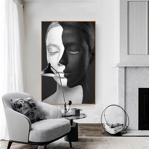 Abstract Art Portrait Painting Black And White Faces Art Picture For ...