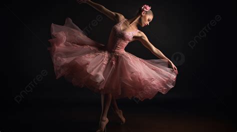 Pink Ballerina Performs In A Dark Room Background, Picture Of Ballerina ...