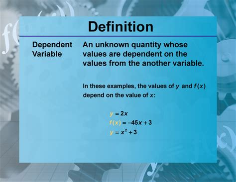 Definition--Functions and Relations Concepts--Dependent Variable ...