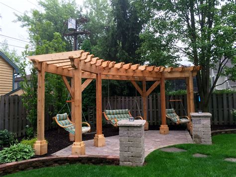 Cedar Pergola Design with Swings by Hoffman Estates, IL Pergola Builder ...